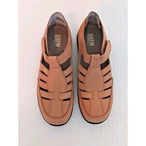 Drew Leather Fisherman Sandals Womens 8.5M Tan Hook Loop Comfort Shoes